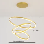 LED Luster sa 3 Prstena – Podesiva Boja Svjetlosti | Bijeli, Crni i Zlatni - Image 9