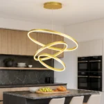 LED Luster sa 3 Prstena – Podesiva Boja Svjetlosti | Bijeli, Crni i Zlatni - Image 10