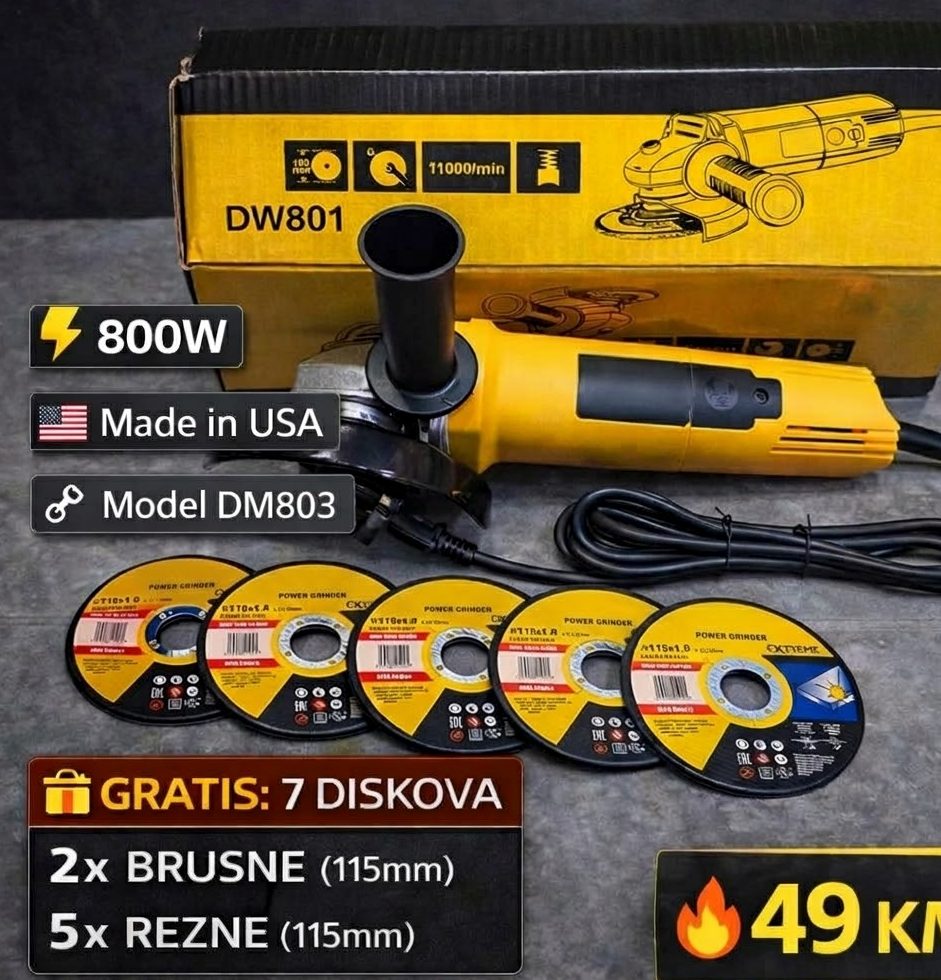 20 Ugaona Brusilica DM801 800W + Set od 7 ploča - Image 1