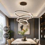 LED Luster sa 3 Prstena – Podesiva Boja Svjetlosti | Bijeli, Crni i Zlatni - Image 2
