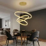 LED Luster sa 3 Prstena – Podesiva Boja Svjetlosti | Bijeli, Crni i Zlatni - Image 3