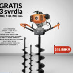 Motorni bušač rupa 3.8 KS + 3 GRATIS svrdla (10, 15 i 20 cm)