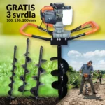 Motorni bušač rupa 3.8 KS + 3 GRATIS svrdla (10, 15 i 20 cm) - Image 2