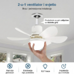 Ventilator sa LED rasvjetom 30W E27 – 3 brzine i 3 moda svjetla - Image 5