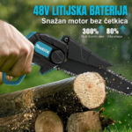 Mini AKU Motorna Pila 48V – Bežična Električna Pila sa 2 Lanca | 1 ili 2 Baterije - Image 4